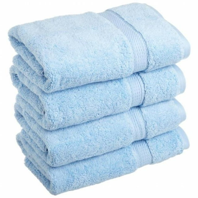 900GSM Ensemble de 4 Serviettes à Main en Coton Égyptien Bleu Clair