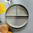 thumbnail image 1 of Assiette Compartimentée en 3 Régimes Réutilisable Ronde Assiette de Dîner Vaisselle de Cuisine Assiettes à Portions pour Adultes 3 Compartiments Micro-Ondes Gris Pâle, 1 of 5