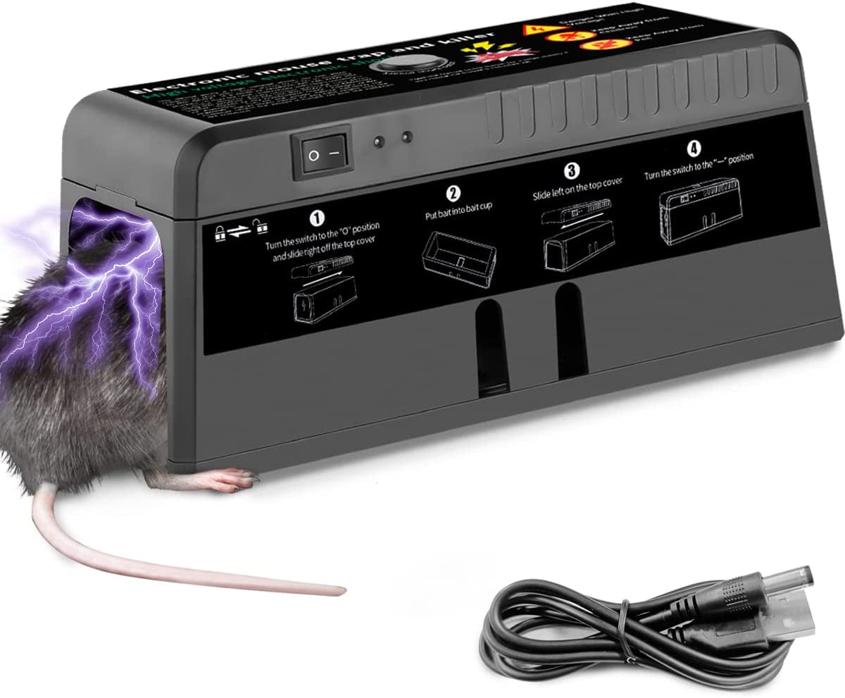 Electric Rat Trap with 8000V Humane Shock Chamber Mouse Killer Zapper