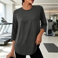 thumbnail image 2 of Loopsun Womens 3/4 Sleeve Fall Tops Fashion Solid Crew Neck Sports Casual Pullover Shirts, 2 of 5