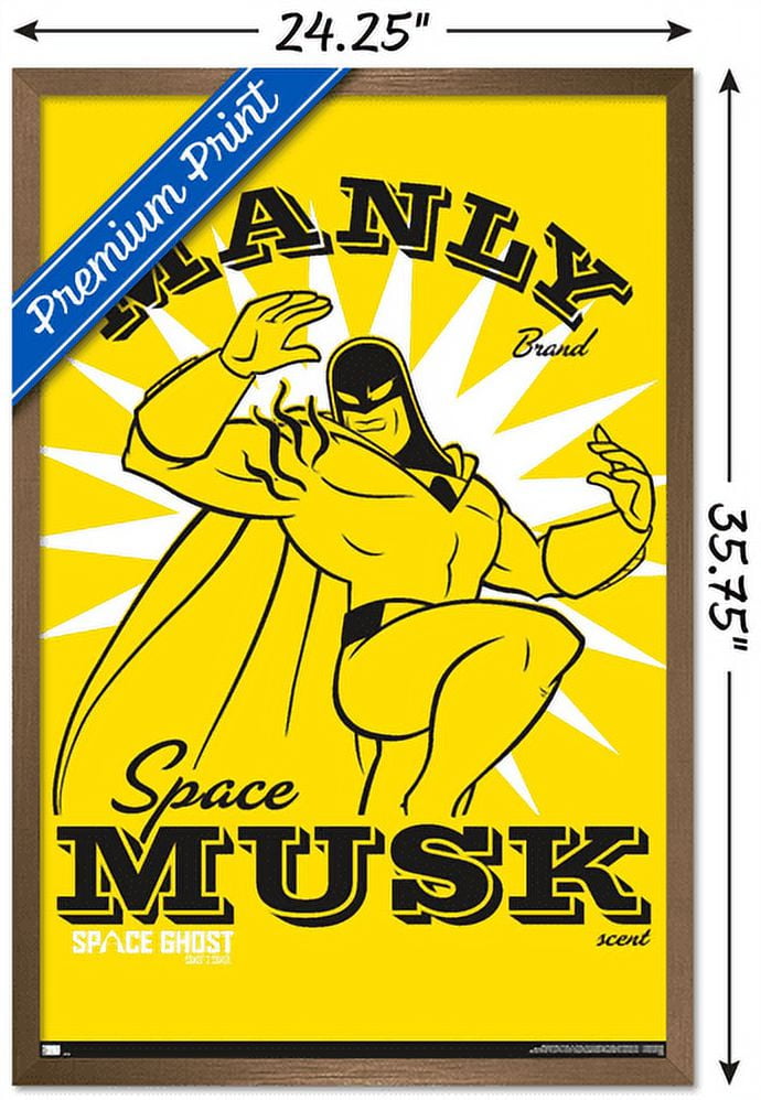 Space Ghost Coast to Coast - Manly Space Musk Wall Poster, 22.375" x 34", Framed