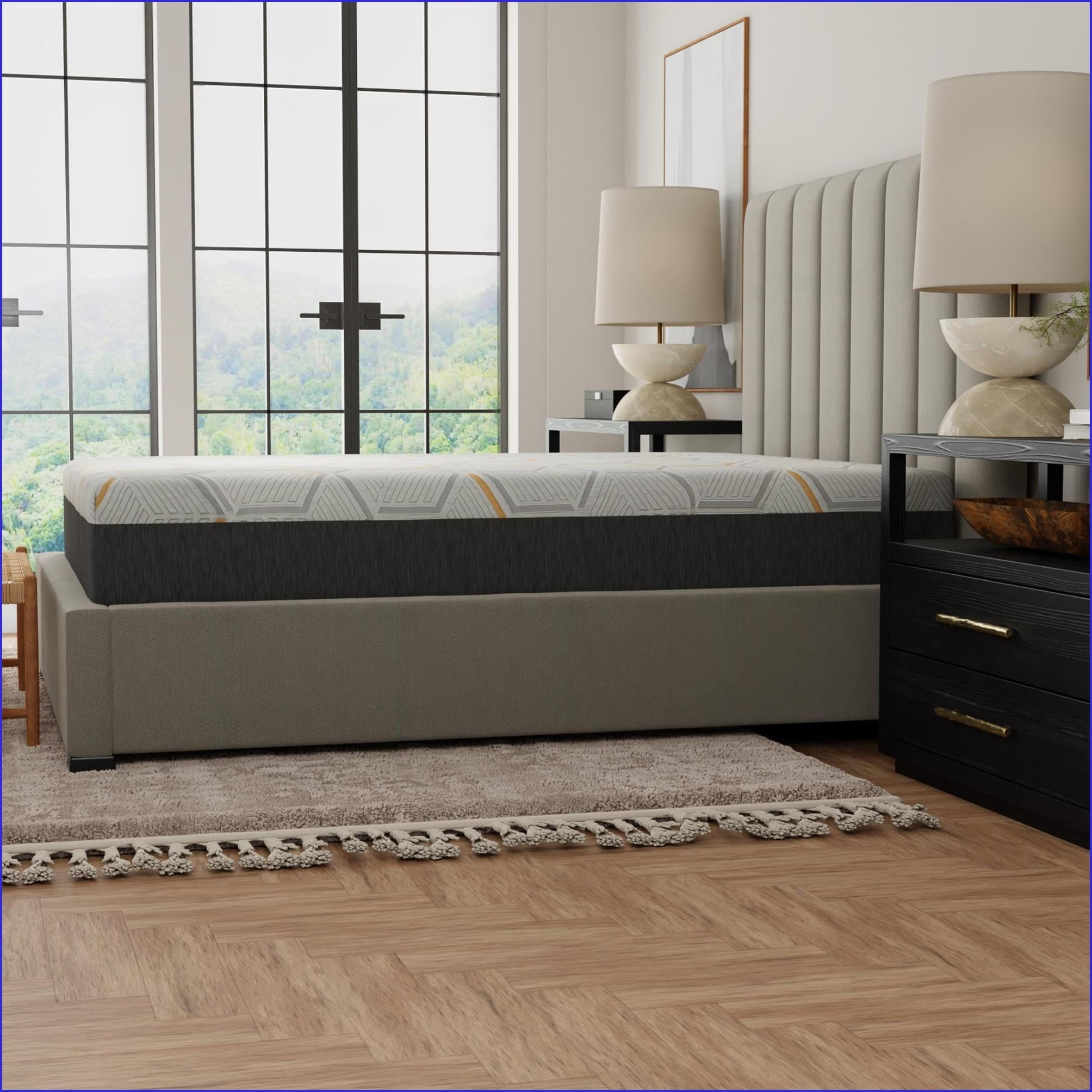 Mattresses 12" Copper Gel Cooling Memory Foam King with Edge Support, Air Grid Base & Washable Cover | Grey | Foam