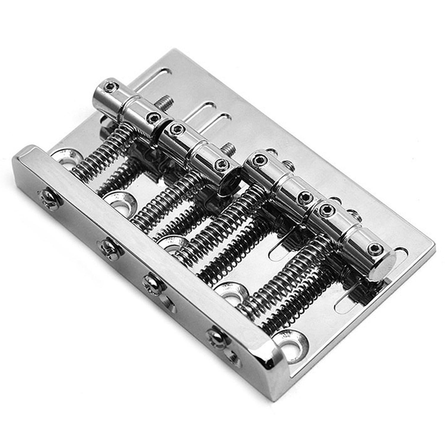 4Pcs Guitar Tuning Pegs Electric Bass Tuner Peg with 4 String Hardtail Bass Guitar Bridge Chrome