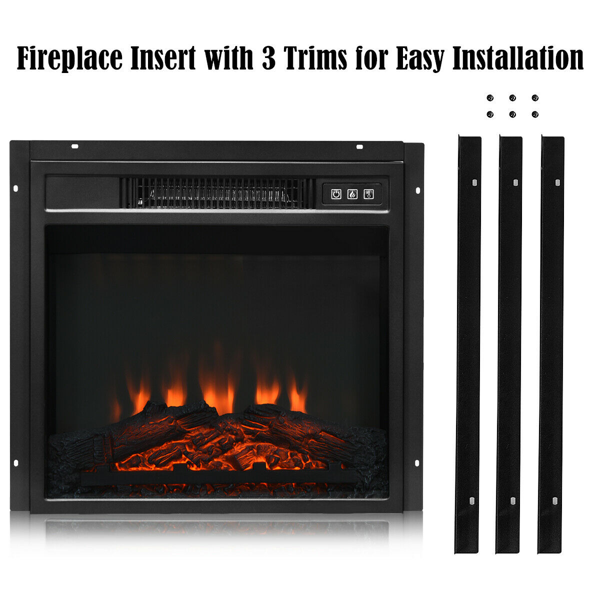 Gymax 1400W 18" Electric Fireplace Freestanding &Wall-Mounted Heater Log Flame Remote