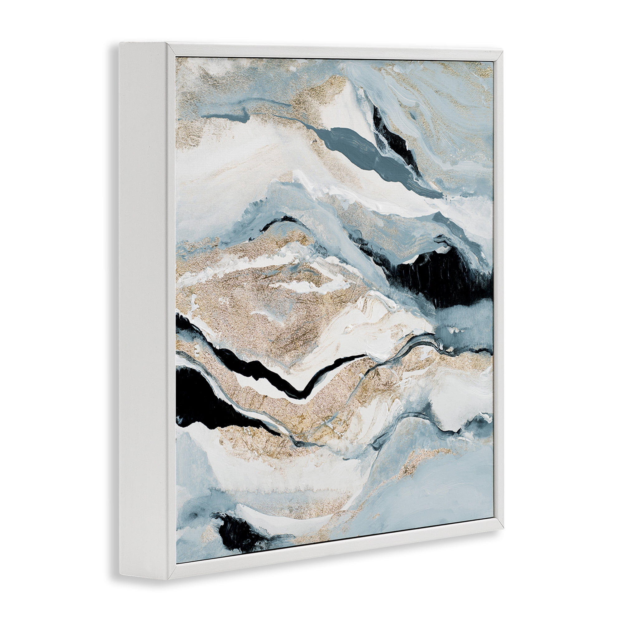 Stupell Industries Blue Natural Geode Pattern Abstract Painting White Framed Art Print Wall Art, 17 x 17