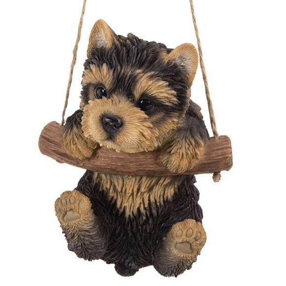 Pacific Giftware Statue Réaliste de Chiot Yorkie Suspendu à une Branche