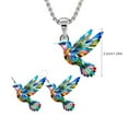 thumbnail image 3 of Vibrant Hummingbird Necklace and Earrings Handmade Jewelry Set Trendy Women's Accessories Gift for Mother Daughter, 3 of 8