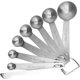 thumbnail image 1 of Juego de 8 cucharas medidoras de acero inoxidable 18/8 de alta resistencia de primera calidad, cucharas medidoras pequeñas con medidas métricas y estadounidenses, juego de 8 para medir ingredientes se, 1 of 5