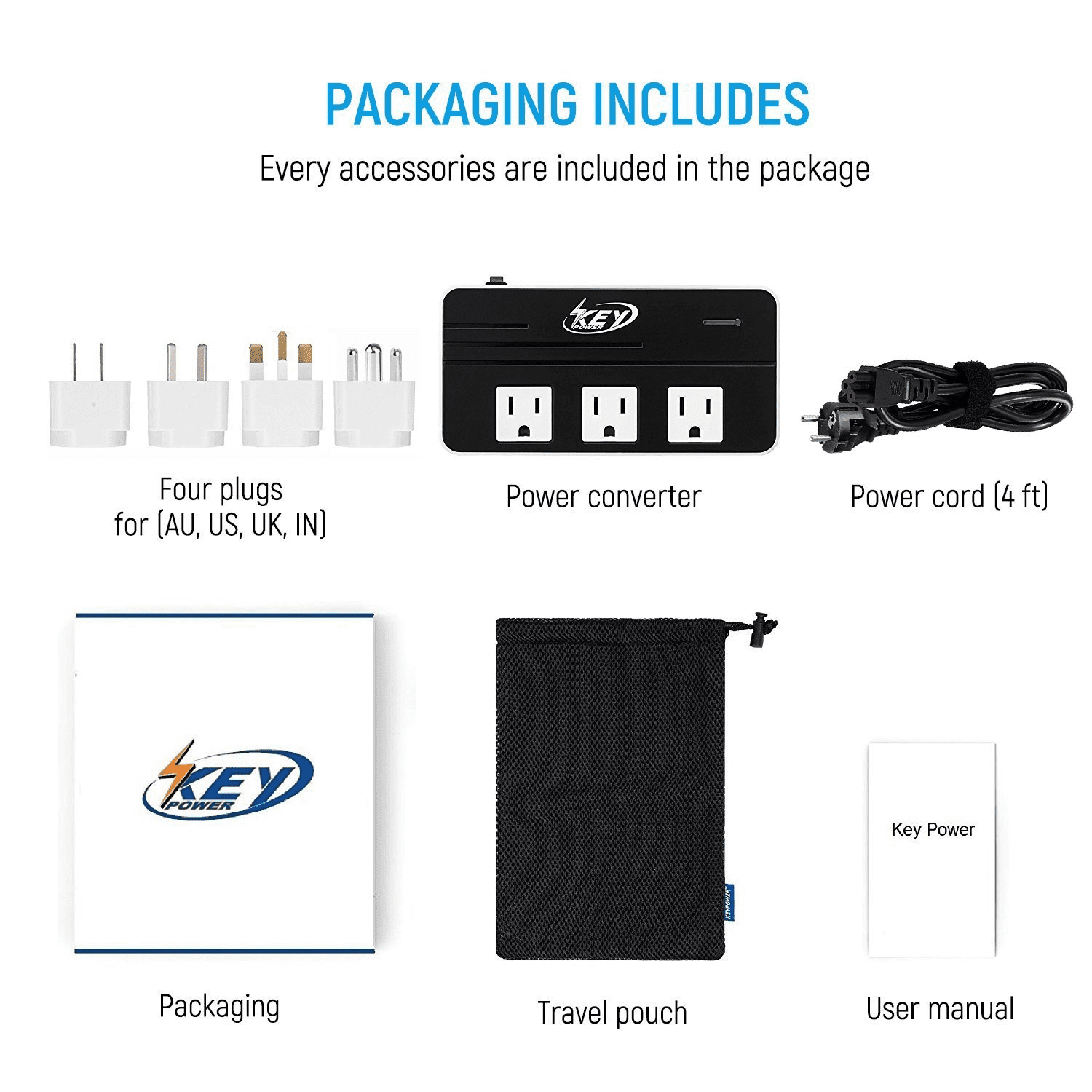 Buy Key Power 230Watt Step Down 220V to 110V Voltage Converter & International Travel Adapter