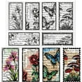 thumbnail image 1 of Sellos transparentes de flores vintage para hacer tarjetas, sellos de silicona con forma de mariposa y seta retro, 1 of 9