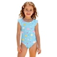 thumbnail image 3 of Abcomgle 5t Swimsuit Girls Ruffled Stretchy One Piece Girls Swimsuit Cute Cloud&Stars Graphic Swimwear for Girls, 3 of 7
