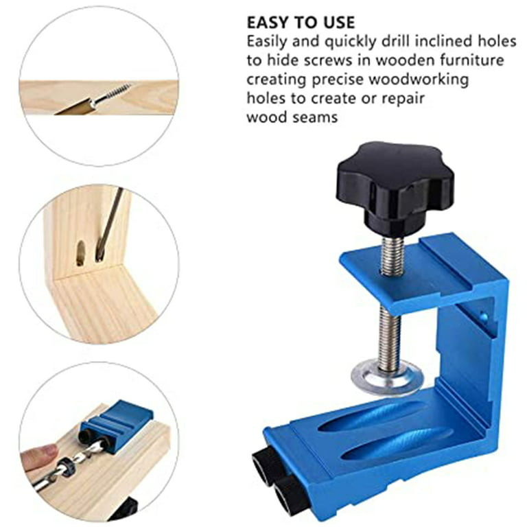 VEVOR Pocket Hole Jig Kit M4 Adjustable & Easy to Use Joinery Woodworking System Professional and Upgraded Aluminum Wood Guides Joint Angle Tool