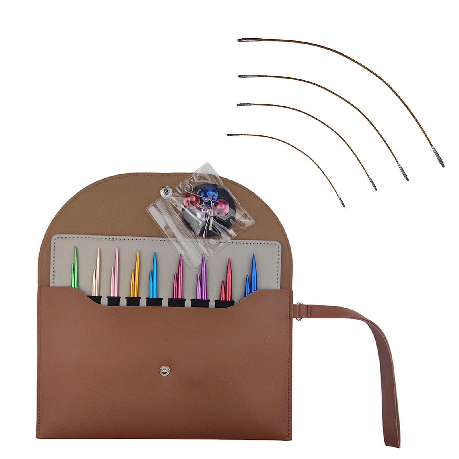 9Pairs of Aluminum Circular Knitting Needle Interchangeable Circular Knitting Needle Set for Knitting Sweater Sock Hat