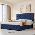 thumbnail image 3 of Bingirl Linen-Upholstered Platform Bed Frame with 4 Storage Drawers and Headboard: Wooden Slats Support, Button Tufted Design, No Box Spring Needed, 3 of 8