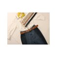 thumbnail image 6 of INSPIRE CHIC Unisex Double Grommet Belt PU Leather Punk Metal Buckle Waist Belts for Jeans Light Khaki 106x3.5cm/41.7x1.4 inches(LxW), 6 of 6