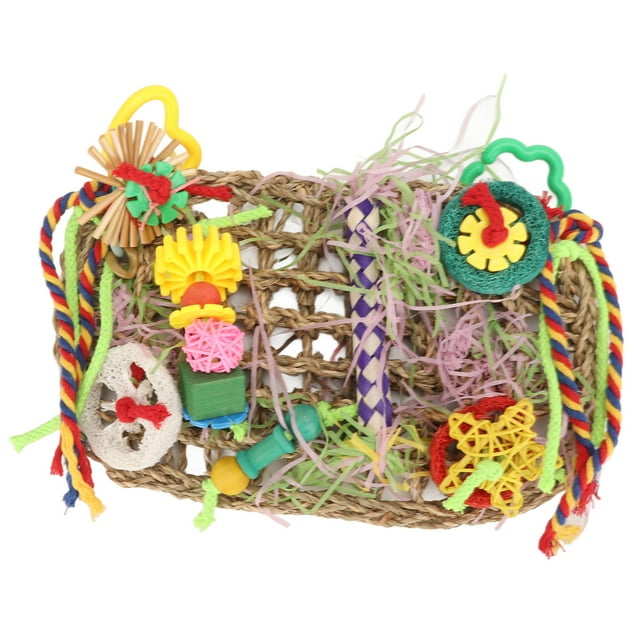 Juguete de pared para forrajeo de pájaros, tejido apretado, colorante alimentario seguro, red para masticar escalada de loros para periquitos, cacatúas