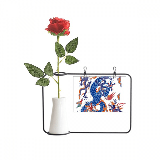 China Chinese Dragon Cloud Pattern Artificial Rose Flower Hanging Vases Decoration Bottle