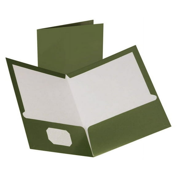 Two-Pocket Laminated Folder, 100-Sheet Capacity, 11 X 8.5, Metallic Green, 25/box | Bundle of 5 Boxes