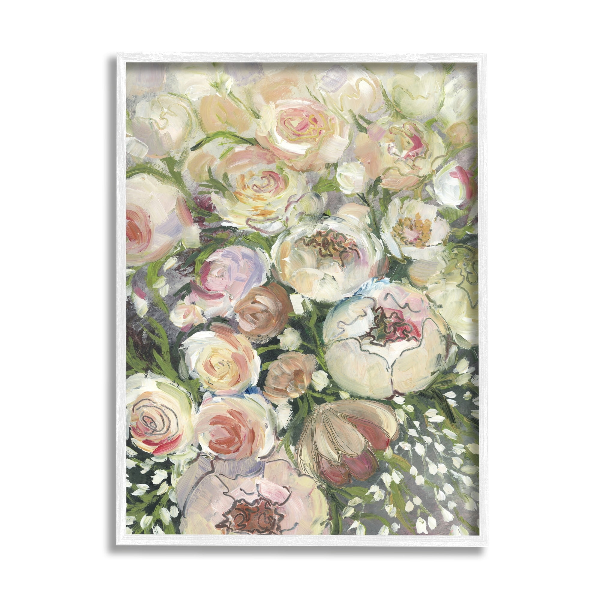 Stupell Abstract Blooming Garden Flowers Botanical & Floral Painting White Framed Art Print Wall Art