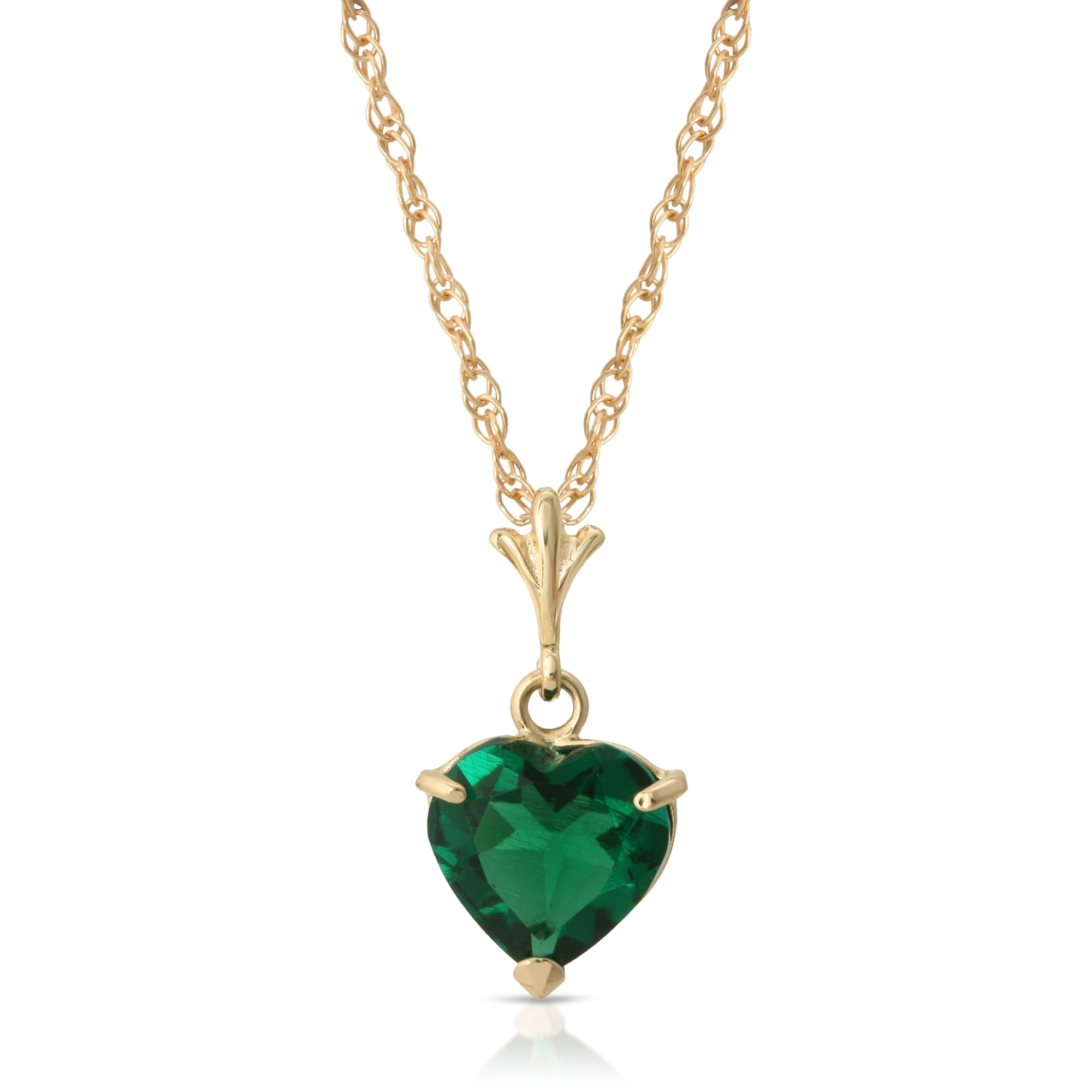 Galaxy Gold 14K Solid Gold 1.00 Carat Natural Emerald Pendant Necklace for Women - Yellow Gold Fine Jewelry