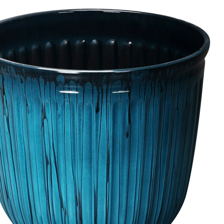 Better Homes & Gardens Kamala Round Planter, Light Blue Textured
