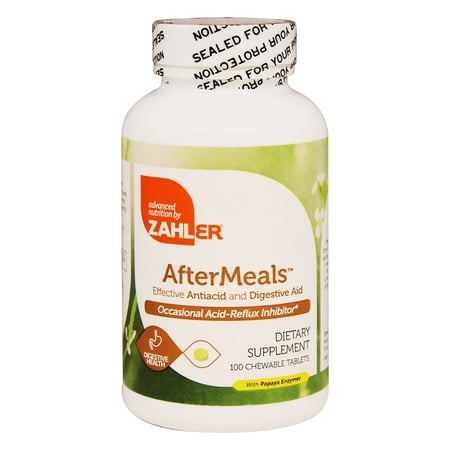 Zahler AfterMeals, Natural Antacid and Digestive Aid, Occasional Acid and Reflux Inhibitor, Certified Kosher, 100 Chewable