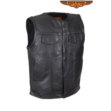 Mens Leather Zipper Front Club Vest without Collar - Size 52 | Walmart ...
