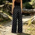 thumbnail image 5 of MVRLSH Women's Wide Leg Pants Gradient Elastic Waist Nine Inch Loose Trousers Decorated With Button Side Pocket Details Stretch Dress Casual Flowy Palazzo Pants Black - XXL, 5 of 6