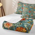 thumbnail image 4 of Erosebridal Teal Victorian Floral Twin Quilt Set for Women Girls, Mandala Leaf Print Twin Coverlet Set, 2 Pieces, 4 of 7