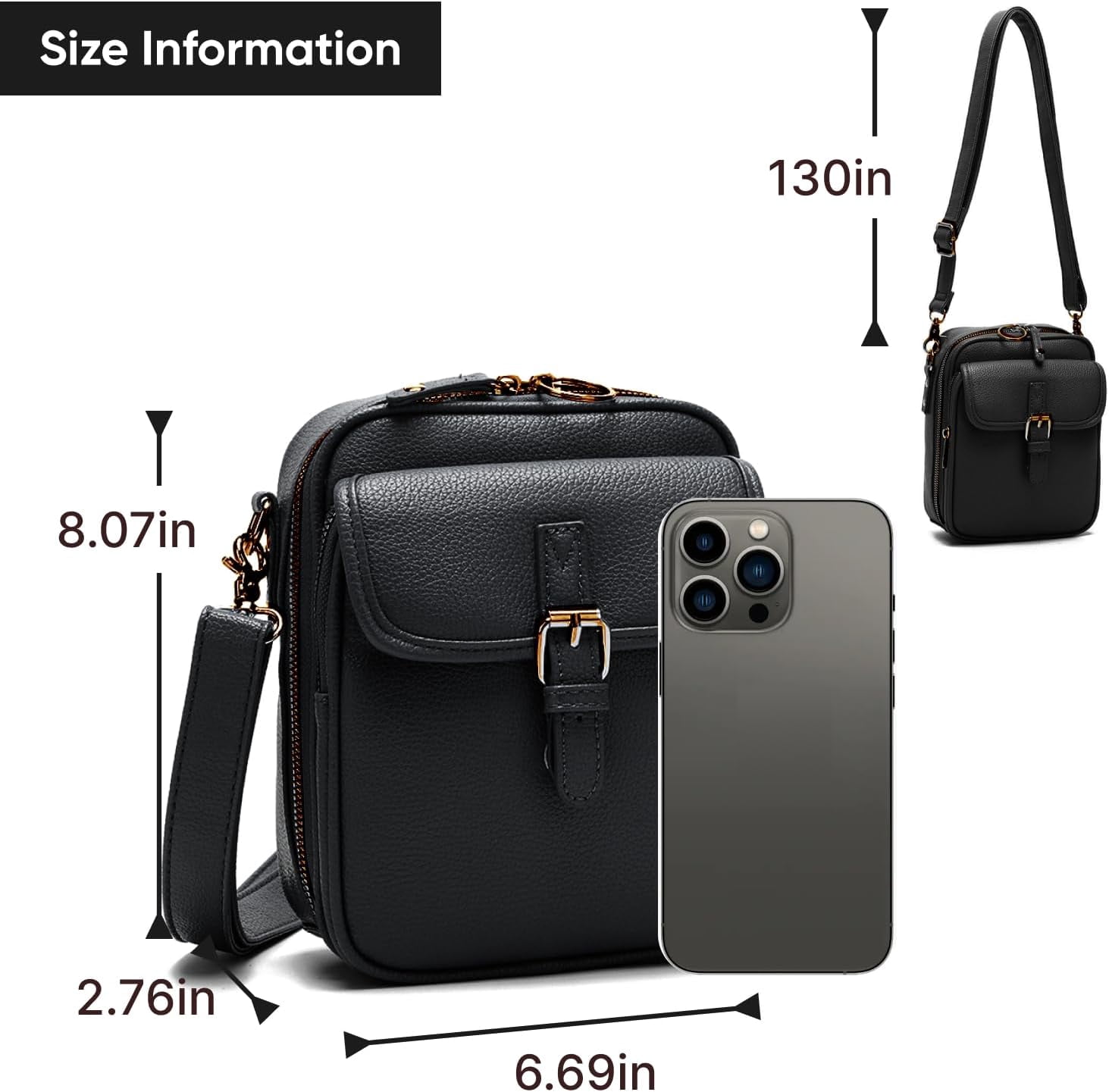 Leather Crossbody Bags for Women Anti-Theft Vegan Purse with Card Slots, Travel Shoulder Bag, Waterproof Crossbody Purse
