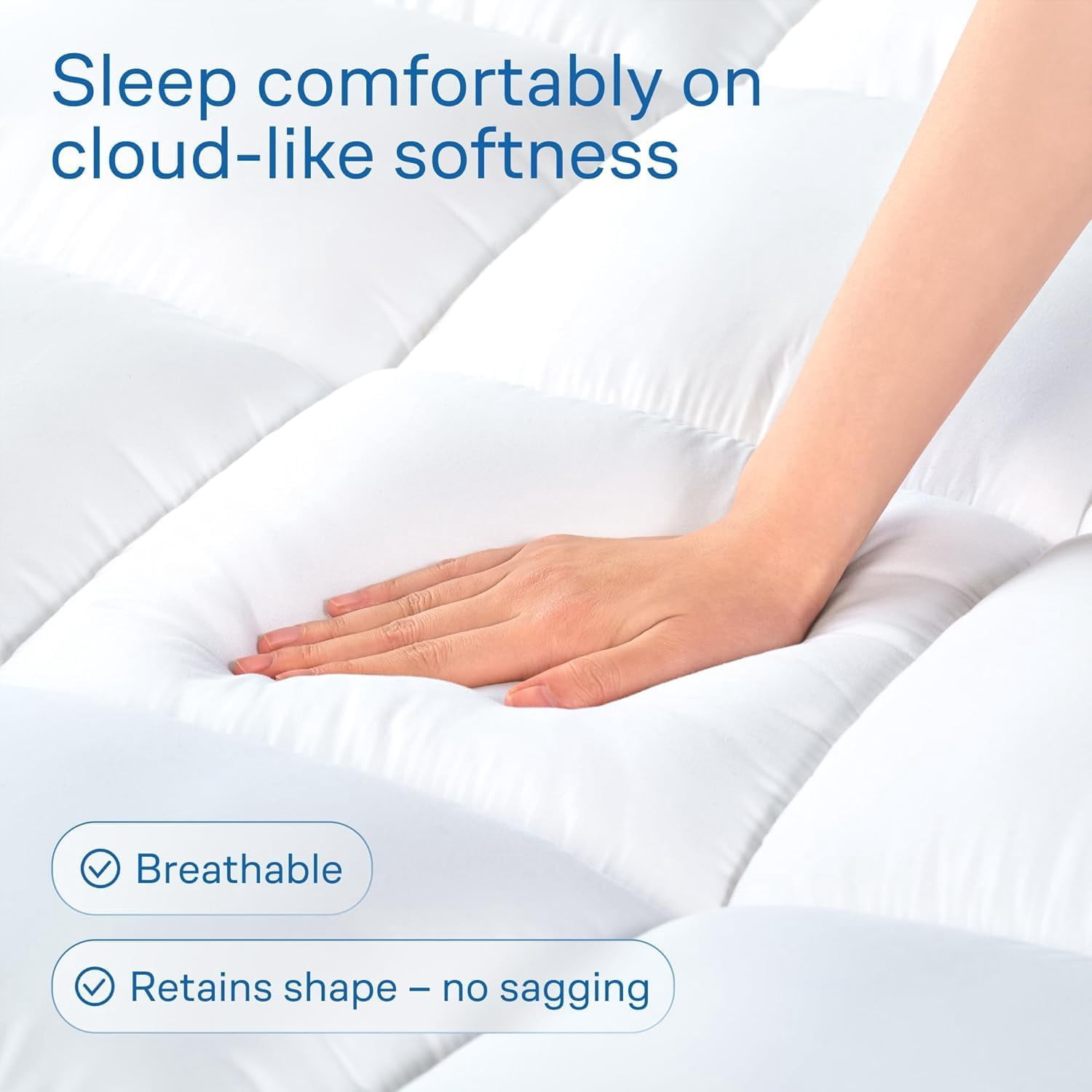 Cloud-Like Comfort Double Mattress Topper - Ultra Soft, Breathable Microfiber - Queen Size