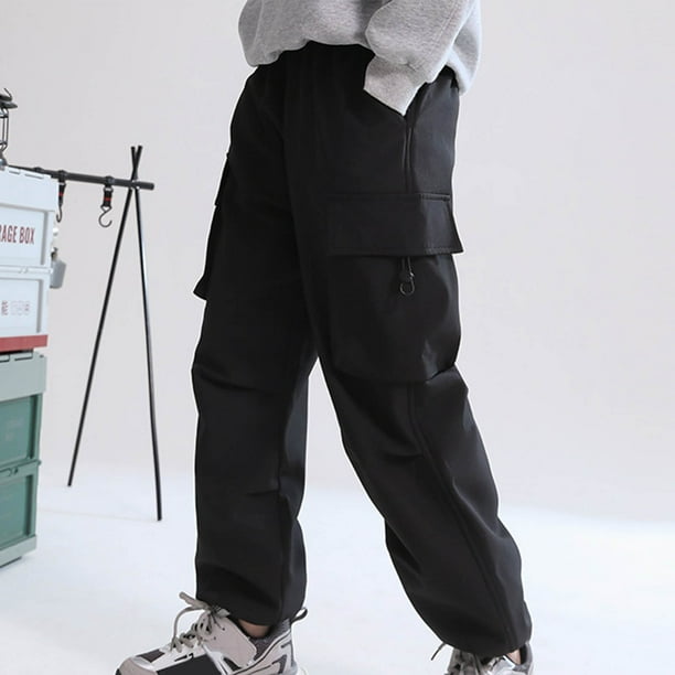 Odeerbi 7-15 Años Niñas Pantalones Cargo Impermeable Softshell Pantalones Cortavientos Color Sólido Casual Pantalones de Trabajo Con Bolsillo