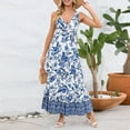 thumbnail image 5 of Ruyang V-Neck Floral Printed Summer A-Line Elegant Dresses Womens Vintage Sleeveless Beach Sundress Ladies Casual Loose Boho Dress, 5 of 7