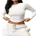 thumbnail image 2 of Femmes Automne Manches Longues T-Shirts Tops Solides Slim Fit Pulls Causal Tees Chemises Streetwear Base Tees, 2 of 5