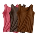 thumbnail image 3 of Wdfiry 3PC Women's Tank Top with Built in Bra Sleeveless Wide Shoulder Strap Camisoles Basic Cami Tanks Summer Padded Bra Undershirt for Workout Sleeping Traveling, 3 of 3