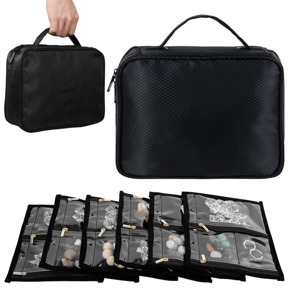 Travel Jewelry Organizer Case Jewelry Bag Jewellery Storage Book Binder with Zipper Velvet Pouch for Traveling Earring Ring Necklace Bracelet