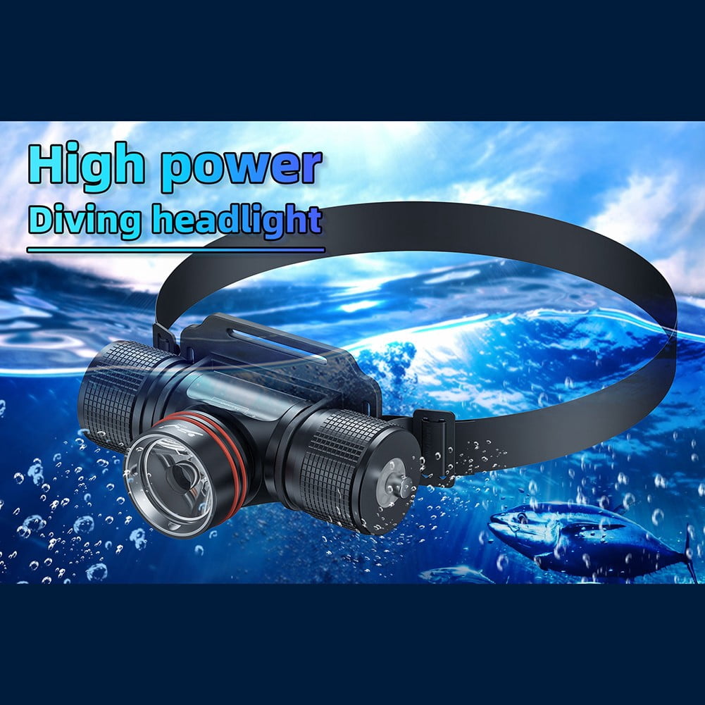 Scuba Diving Light Underwater Diving Headlamp IPX8 Waterproof Underwater 40M