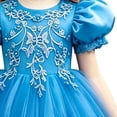 thumbnail image 5 of LEKWK Girls Tulle Ball Gown Puff Sleeve Ruffled Ribbon Formal Princess Dress with Lace Embroidery Prom Gown Wedding Flower Girl Dress for Birthday Party, 5 of 6