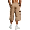 thumbnail image 5 of Hearthz Men's Capri Pants Baggy Wide Leg Below Knee Lightweight Loose 3/4 Shorts Drawstring Lightweight Men's Cargo Shorts Yellow S, 5 of 9