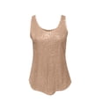 thumbnail image 5 of Womens Summer Fashion Sequin Tops Scoop Neck Sequin Sparkle Shimmer Sleeveless Tanks Tops Blouses,Champagne S, 5 of 6