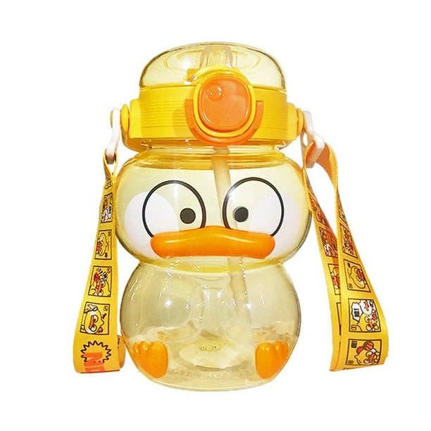 Botella de agua potable de pato lindo de 1200ml, jarra de agua de paja para deportes al aire libre, amarillo Likrtyny Deportes al aire libre Salida diaria Juego de fiesta