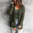 thumbnail image 2 of Lilgiuy Women Casual Soild Long Sleeve Pocket Long Knit Cardigan Sweater Coat，Army Green,8 Winter Fashion 2022, 2 of 5