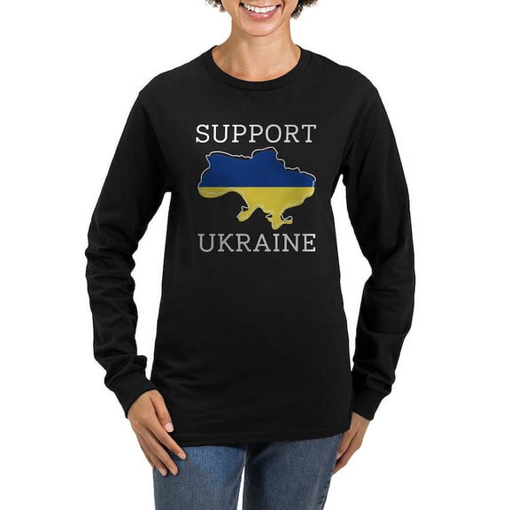 CafePress - Support Ukraine Women's Long Sleeve Dark T Shirt - Women's Long Sleeve Graphic Tee Casual Fit