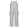 thumbnail image 6 of Frostluinai Women's Cargo Pants High Wasit Drawstyring Straight Wide Leg Pants Solid Color Baggy Yoga Pants Casual Athletic Pants with Pocket, 6 of 7