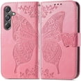 thumbnail image 2 of Designed for Galaxy A15 5G Phone Case Wallet,Women Flip Cover with Credit Card Holders Butterfly Embossed PU Leather Kickstand Wrist Strap Purse Case for Samsung A15 5G (Pink), 2 of 14