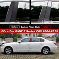 thumbnail image 1 of 6pcs Black Carbon Fiber Car Door Window Column Bc Pillar Post Trim Mirror Effect Pc Sticker For Bmw 5 Series F10 Sedan 2011-2017, 1 of 1