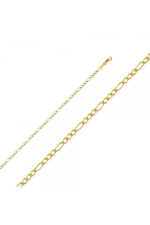 14K Gold 2.7mm Figaro 3+1 YP Chain :  16"