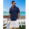 thumbnail image 3 of COOFANDY Men's Button Down Shirt Short Sleeve Casual Summer Beach Cotton Linen Wedding Shirts, 3 of 6