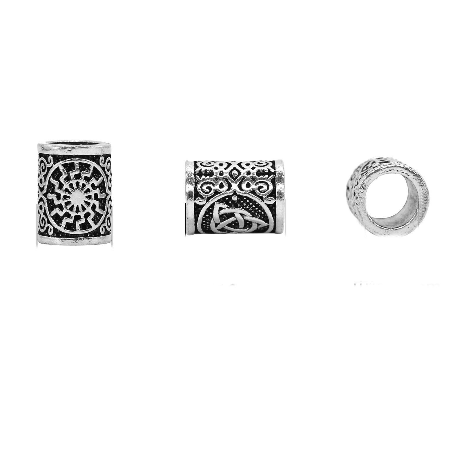 106Pieces Beard Beads Antique Silver Viking Hair Beads Dreadlocks Beads for Men