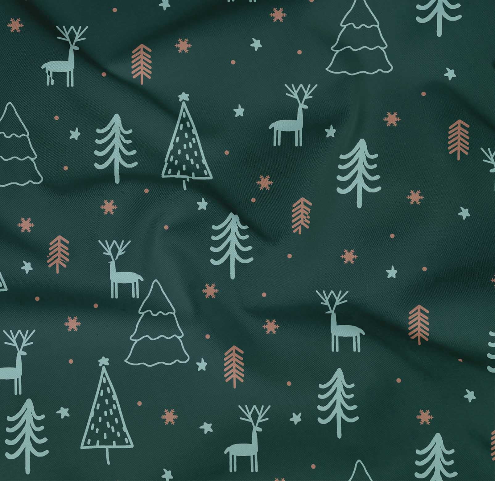 oneOone Cotton Poplin Twill Black Fabric Christmas Doodle Quilting Supplies Print Sewing Fabric By The Yard 56 Inch Wide